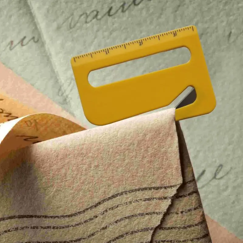 1PCS Letter Opener Envelope Mail Slitter With Razors Wrapping Cutter Box Opener With Pointed End, Magnifying Glass, Ruler