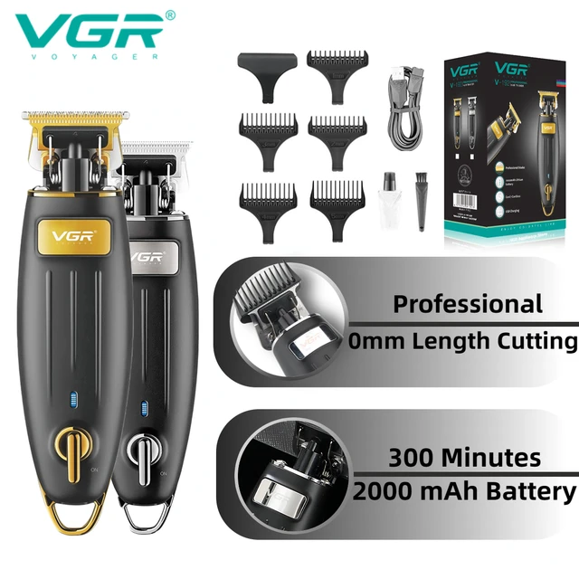 VGR maquina de cortar cabello maquina cortar pelo profesional Cortapelos  Máquina de corte de pelo profesional T-Blade Recortadora de cabello  recargable inalámbrica Cortapelos eléctrico de 0 mm para hombres V-192 _ -