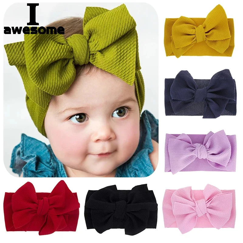 

Newborn Large Bow Headwrap Children's Headdress Wild Bow Hair Band Elastic Elastic Headband Baby Girls Infant Hair Bows Turban