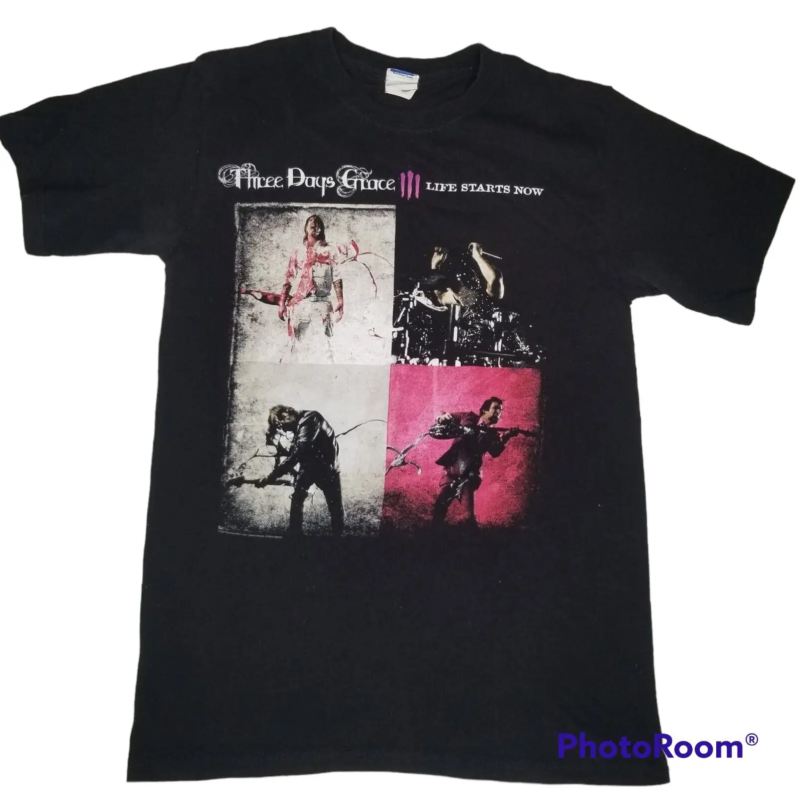 Футболка с длинным или коротким рукавом для концертного турнира Three Days Grace, двухсторонняя, 2009