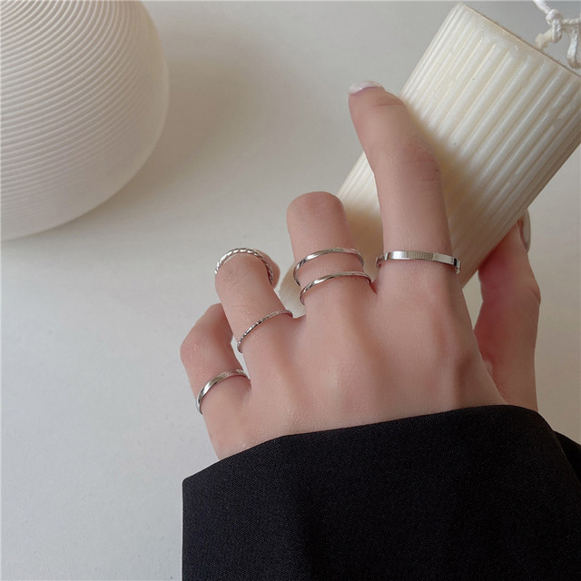 Black Alloy Wind Ring Ring Set Stylish And Elegant Silver Gold Plain Ring Set For Women