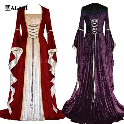 

Women Medieval Ladies Retro Party Dress Halloween Costume Cosplay Court Noble Robe Ancient Bell Sleeve Princess Costume Vestidos