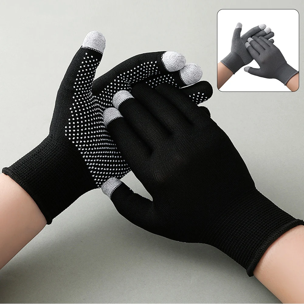 

1 пара нескользящие перчатки для езды на велосипеде многоразовые рабочие нейлоновые перчатки для спорта на открытом воздухе Нескользящие митенки с закрытыми пальцами