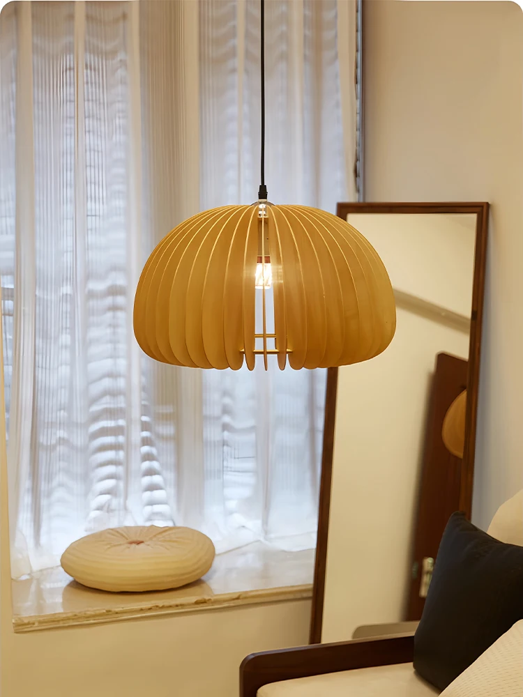 

Деревянная ретро-люстра в японском стиле для спальни, креативная лампа в виде тыквы, декоративные осветительные приборы для ресторана, кофейни, балкона