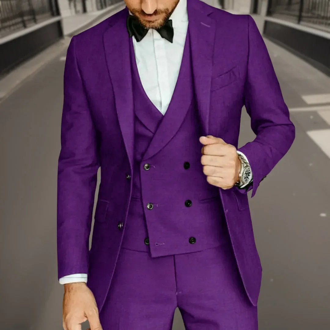 

B89-New simple groom and groomsmen tuxedo party suit slim fit business casual jacket suit three-piece set