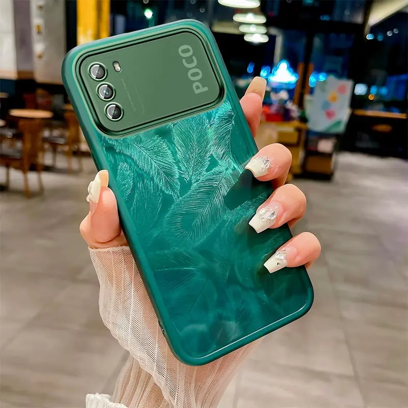 Glitter Feather Pattern Silicone Soft Case - Stylish Back Cover