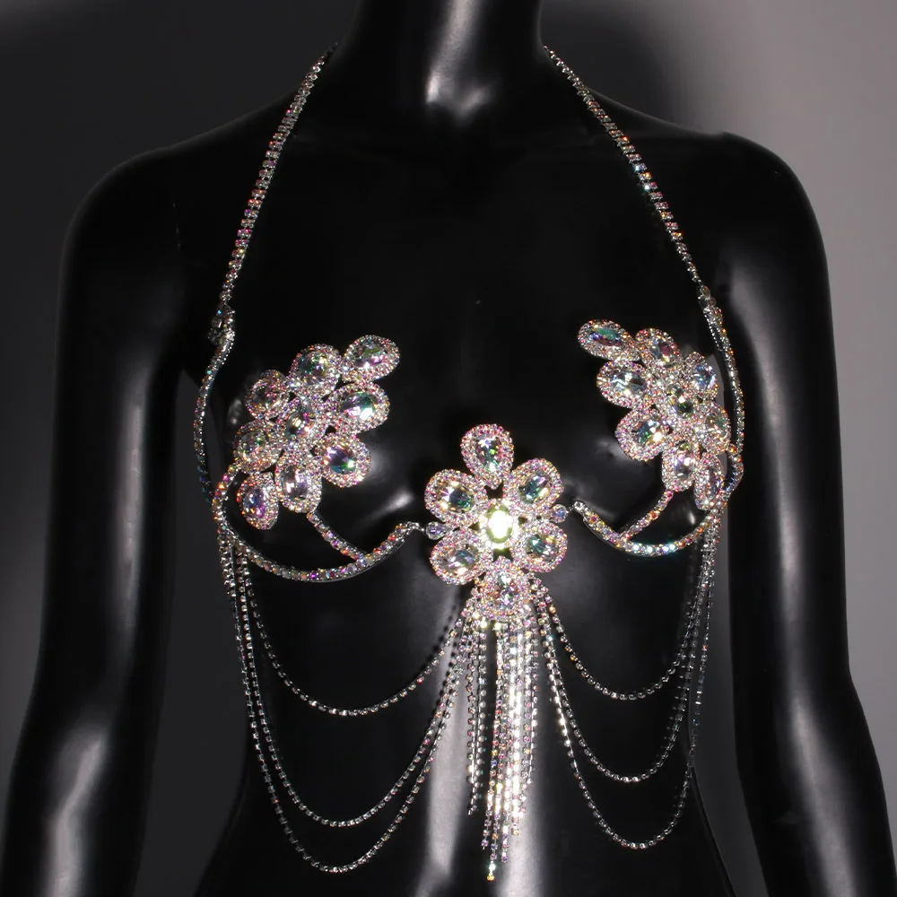 

2024 New breast chain fashion sexy flower-shaped fringe chest jewelry