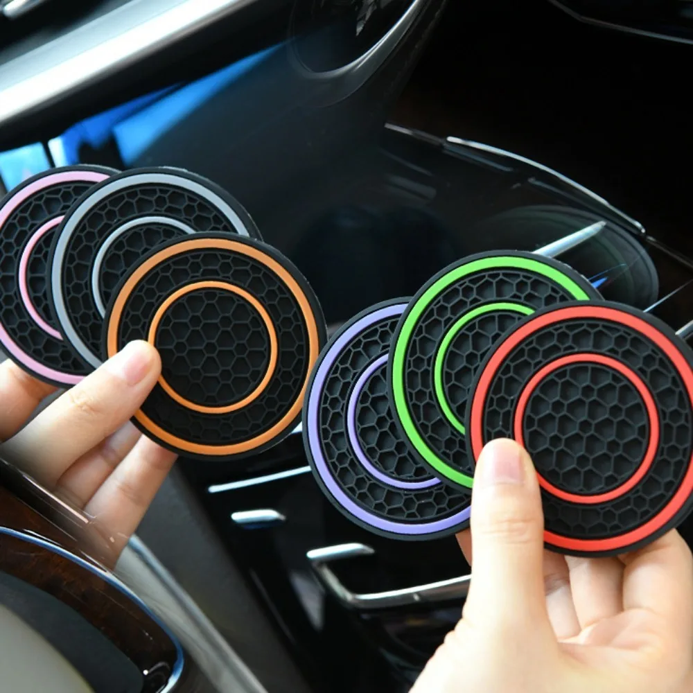 Universal Anti-Slip Car Coasters PVC Sift-Proof Car Bottle Holder 7cm 2.76inch Drink Holder 2pcs cup holder coasters car coaster pads