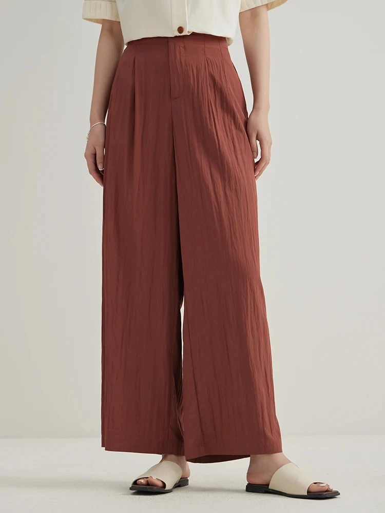 DUSHU【3 Colors】Women Summer Thin Trousers Sunpant Cool draped Long Pants Black Full Length Office Lady Elastic Waist Trouser