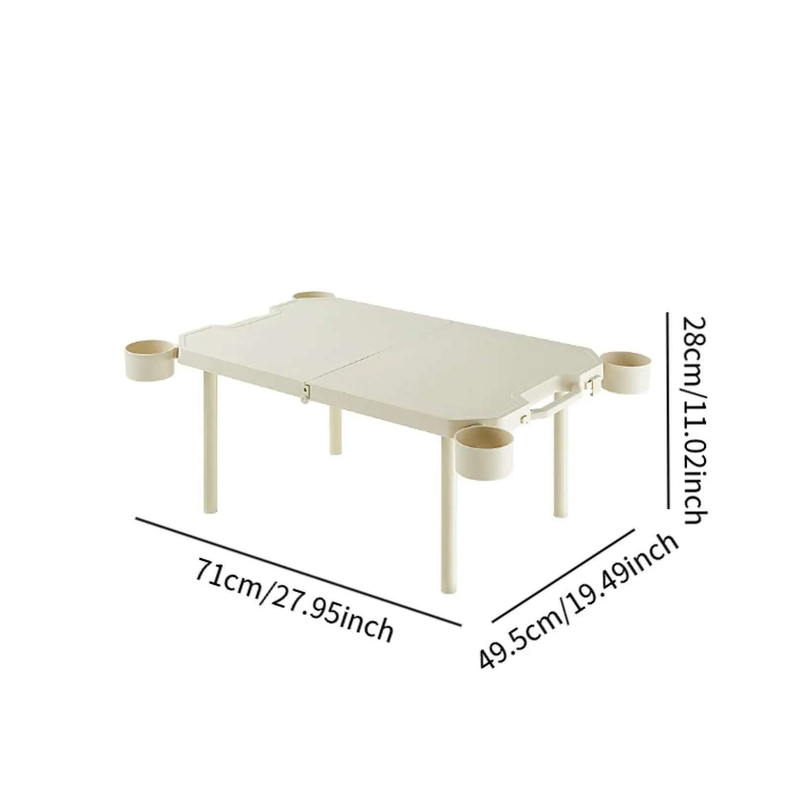 Folding Camping Table Beach Table with 4 Cup Holders Handle Design Multipurpose Outdoor Desk Cooking Desk for BBQ Backpacking 6
