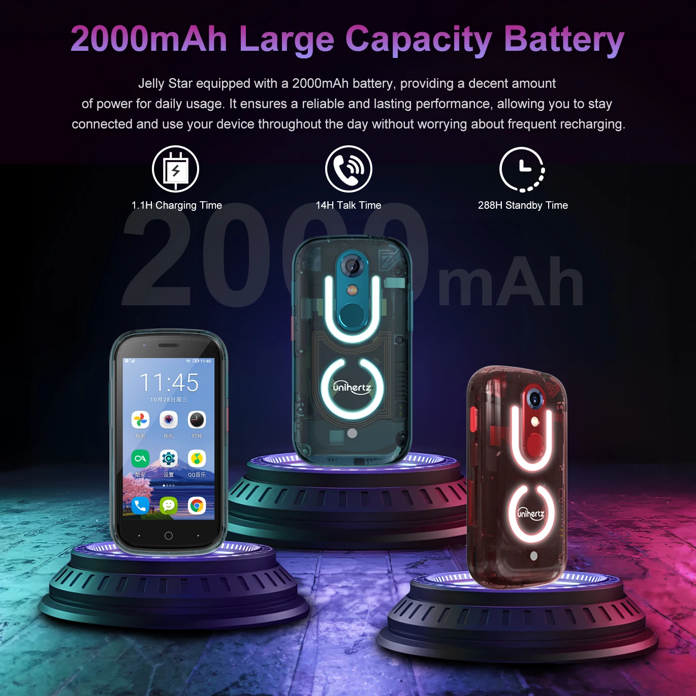 Unihertz Jelly Star Mini Smartphone Android 13 8GB 256GB Led Light Unlocked  Transparent Backshell Cellphones 48MP 3 inch Phone