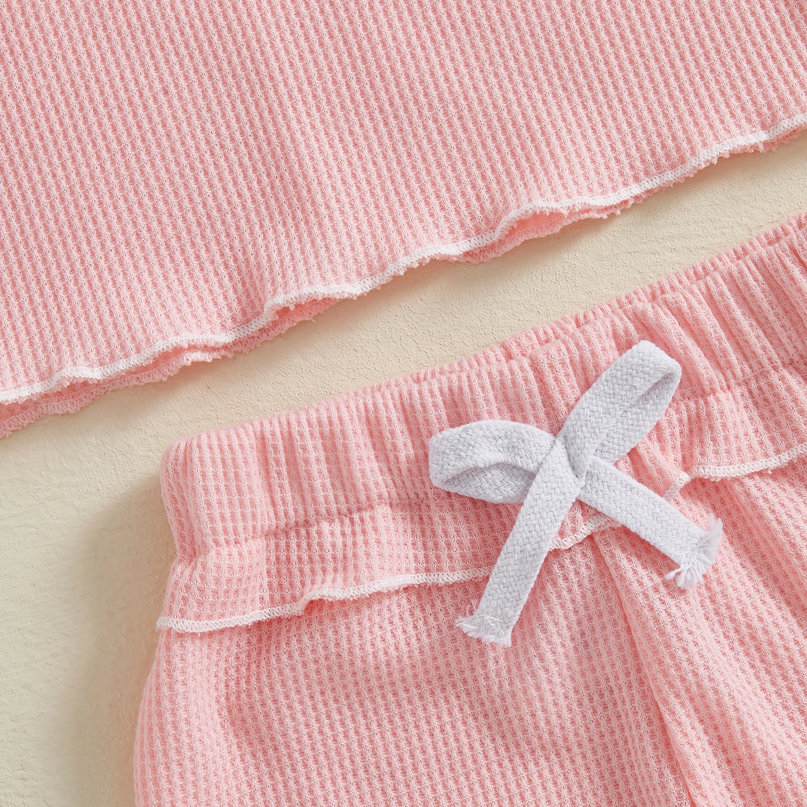 MISOWMNJOY Summer Casual Toddler Girl Boy Clothes Waffle Kids Outfits Solid Color Short Sleeve T-shirt Shorts 2 PCS Kids Suits