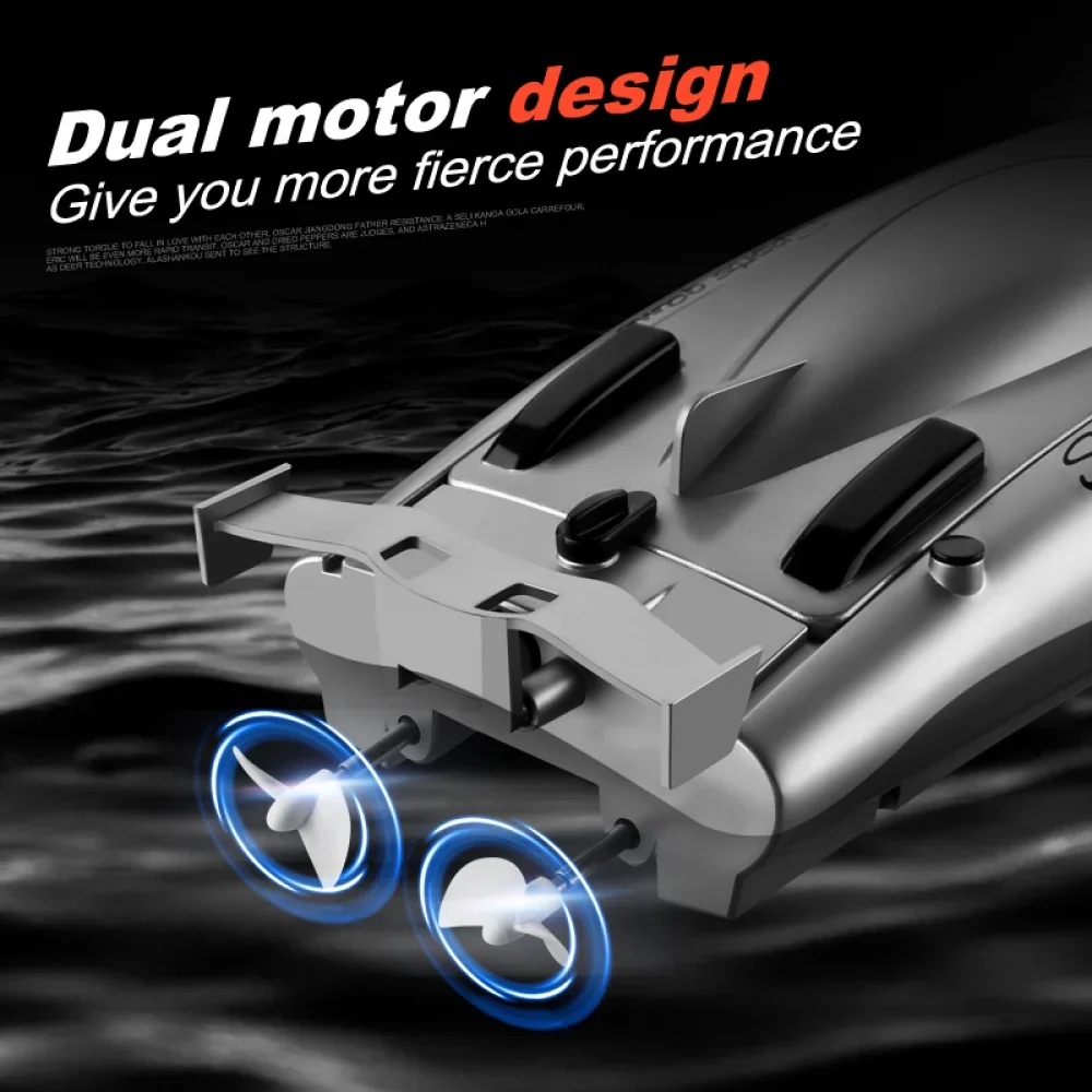 Bateau RC télécommandé double moteur 25 km/h - 2 couleurs