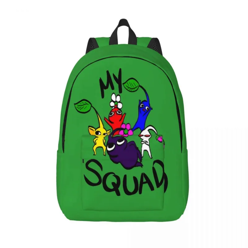 My Squad Pikmin Backpack for Boy Girl Kids Student School Bookbag Cartoon Canvas Daypack Preschool Primary Bag Sports