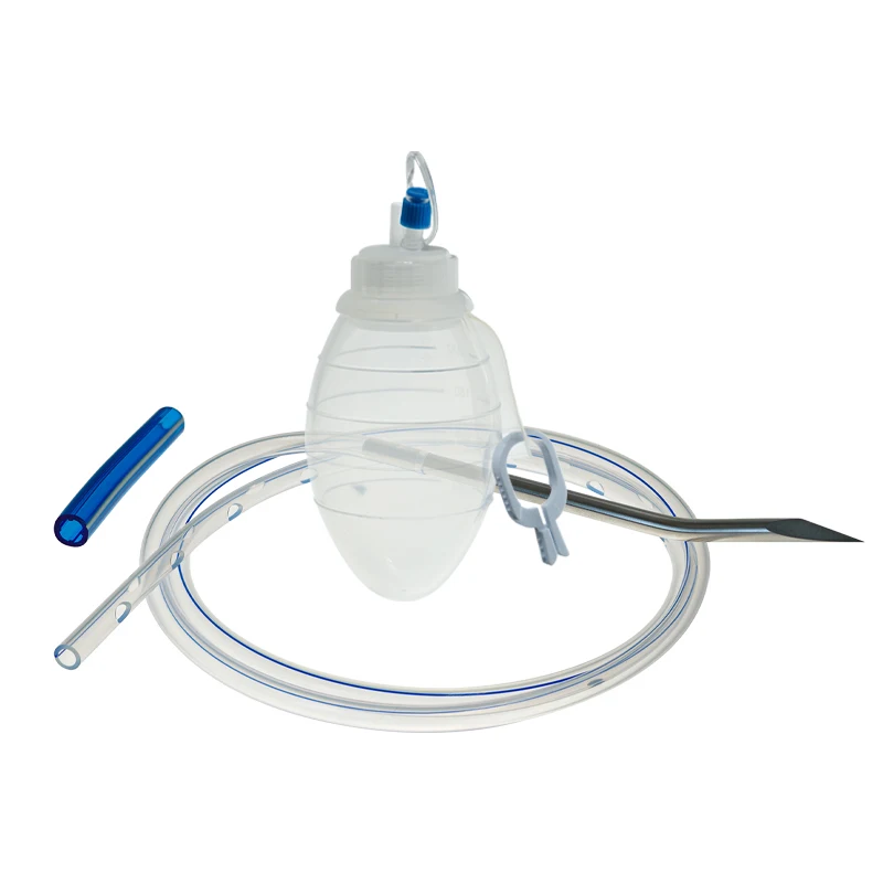 KranVer 1PC Closed Wound Drainage System Round Perforated Drain with Trocar and Silicone Reservoir for Wound Drainage Surgical 2