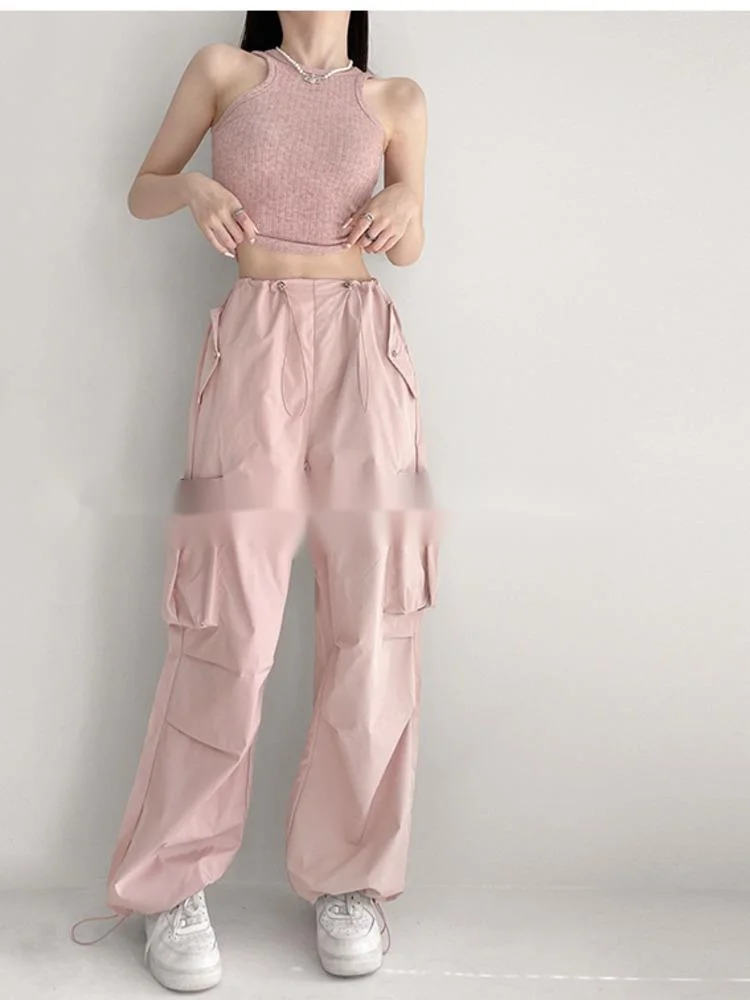 

TVVOVVIN 2023 New Elegant 3D Pocket Pleated Drawstring Wide Leg Pants For Women's Loose Relaxed Slim Straight Tube Floor M387