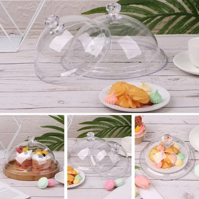 1PCS Round Dish Cover Cake Plate Bread Fruit Display Holder Acrylic Tempered Food Cover Dust Party Decoration
