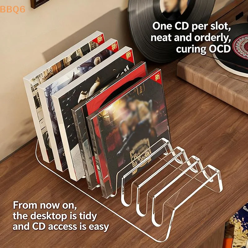 2PCS 6/8Grid Clear Acrylic CD Display Shelf Multifunctional CD Display Organizer For Vinyl Records Cassette Tapes Desktop Storag