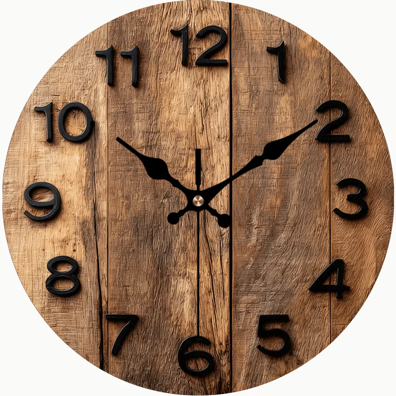 Vintage Wooden Silent Wall Clock Home Decor
