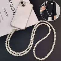 Longue lanière de téléphone portable, collier à bandoulière en perles, sangle de chaîne, Clip à boucle universel perlé à la main pour iphone, étui de téléphone Samsung 1