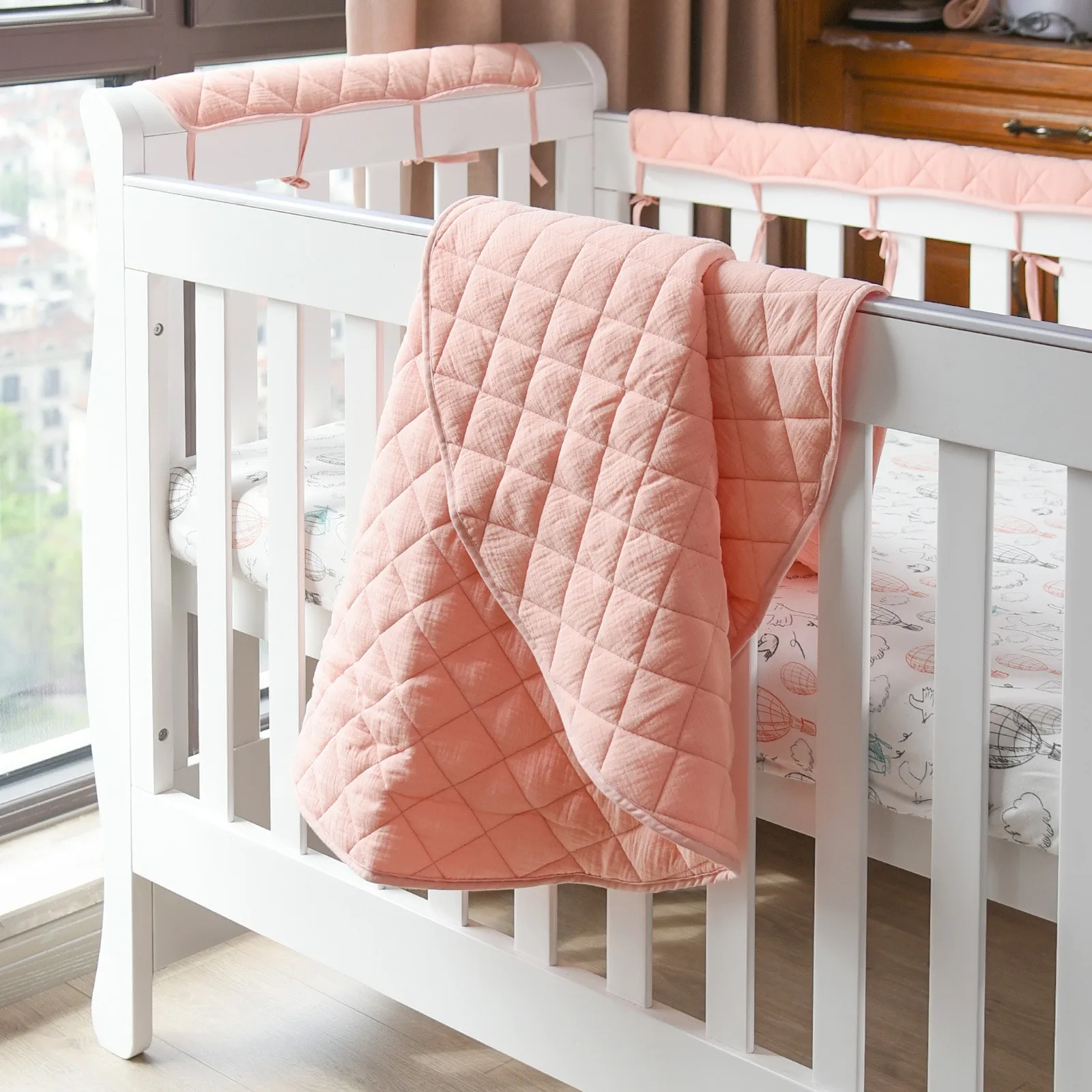 Solid color diamond lattice soft round mat multi-purpose cotton pure color simple soft comfortable blanket for children