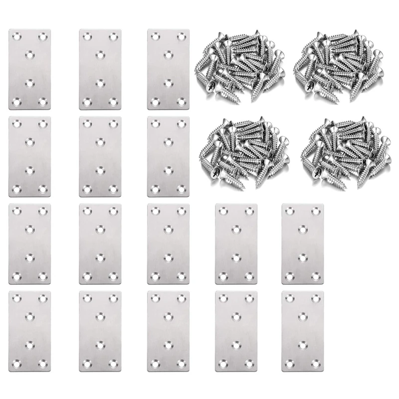 Promotion! 16PCS Flat Bracket Stainless Steel Straight Fixing Repair Board is Suitable for Furnit | Строительство и ремонт