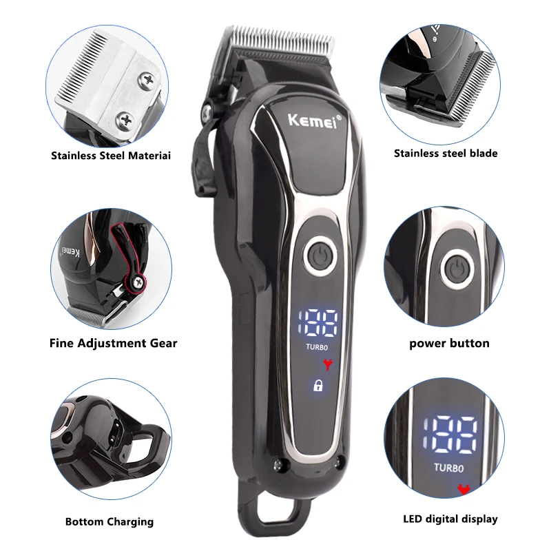 High Quality Professional kemei Electric Hair Clippers For Salon Barber Hair Trimmer KEMEI KM-1990 Rechargeable 2