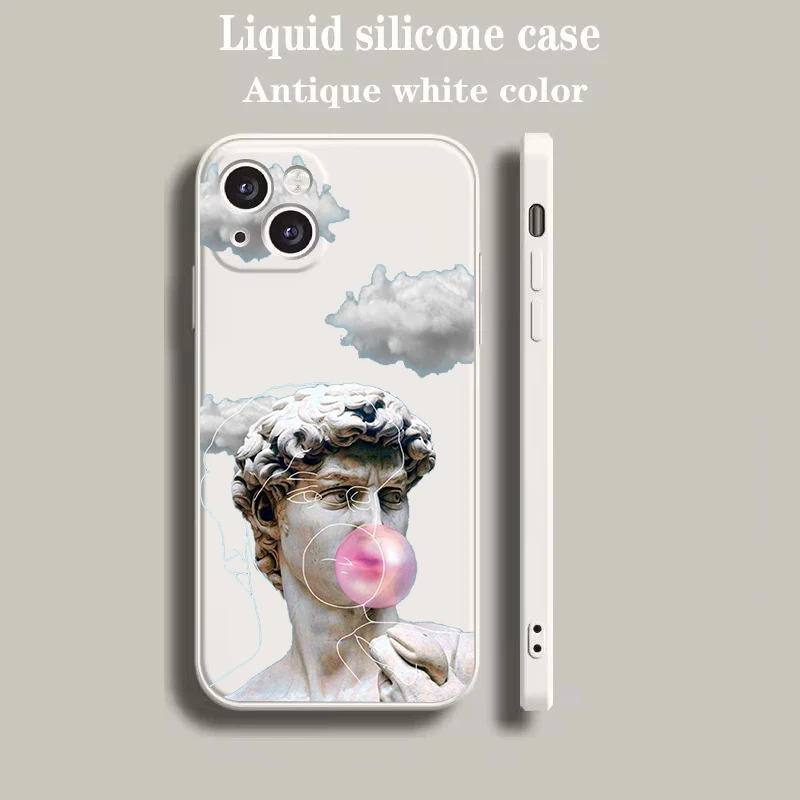 Luxury Beige Artistic Phone Case with David & Mona Lisa Design