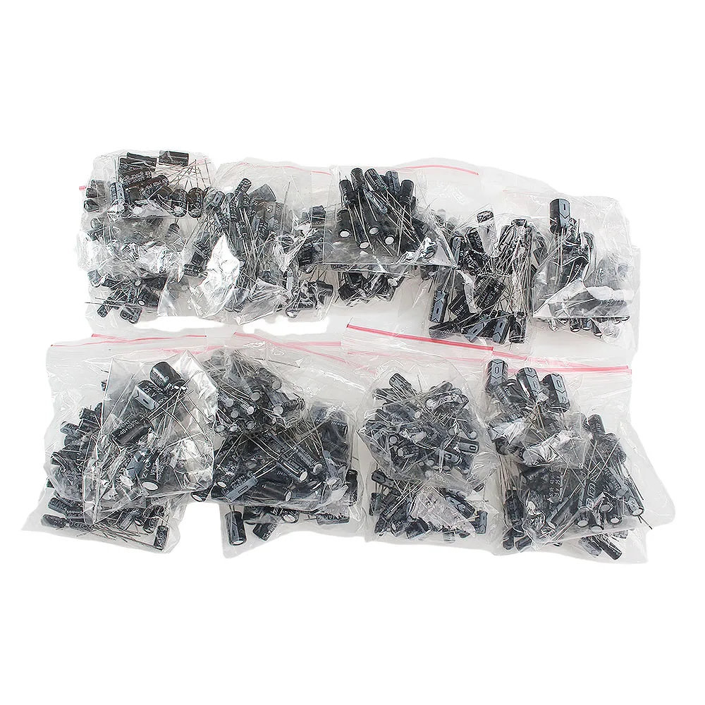 

900PCS/Set 0.1UF~1000UF Electronic Capacitor set, 30 Values Capacitors assortment kit 16V 25V 50V 1UF 2.2UF 3.3UF 4.7UF 10UF