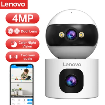 Lenovo 4MP HD Telecamera IP di sicurezza Telecamera di sorveglianza WiFi 5G Doppia lente Zoom 5X AI Tracking Telecamera CCTV per interni domestici Baby Monitor
