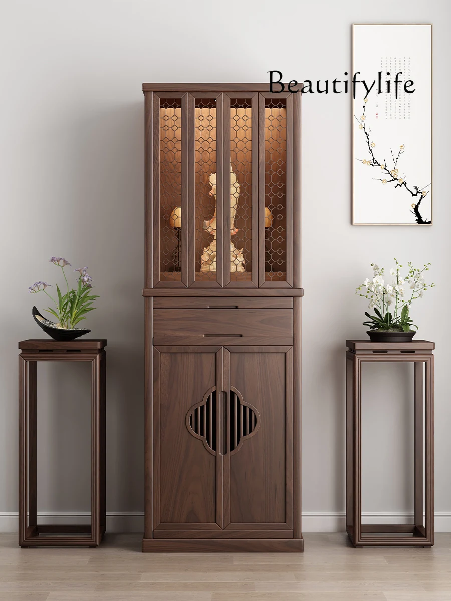 

New Chinese Style Solid Wood Glass Door Buddha Niche Clothes Closet Household Altar Shrine