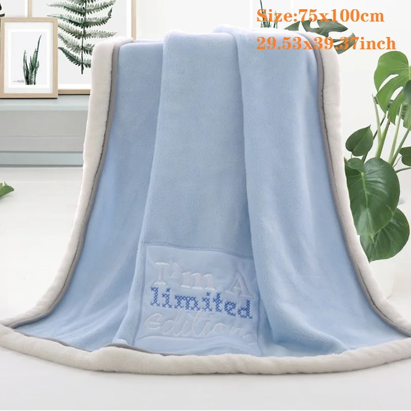 Baby Blankets Newborn Cartoon Embroidery Flannel Baby Blanket Baby Boys Girls Swaddle Wrap Infant Stroller Cover Kids Blanket 4