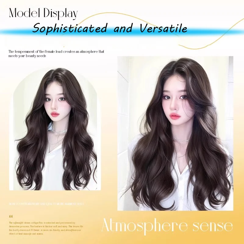 Synthetic long straight curly hair full head cover no need for hair net invisible and traceless wig extension patch For women