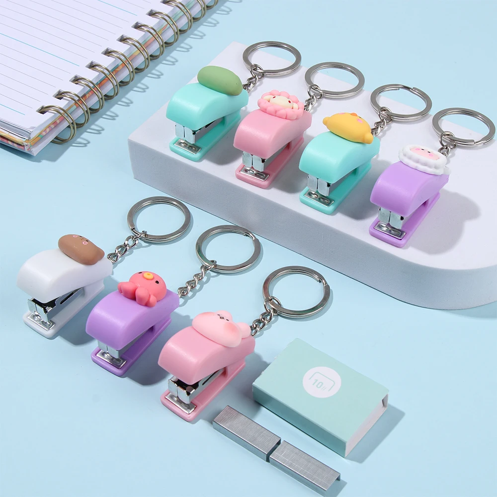 Mini Stapler Set Cute Mini Stapler Portable Cartoon Staples Binding Tools File Organizer Office Stationery School Student Supplies No.10