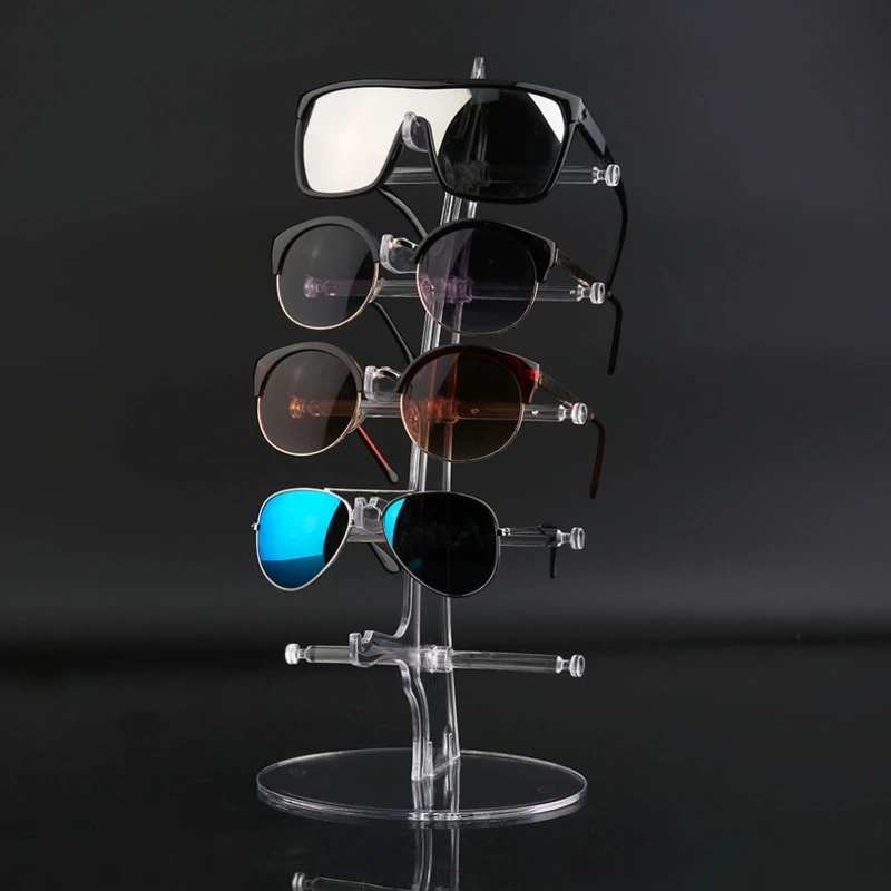 

X6HE 5 Tier Acrylic Transparent Eyeglasses Frame Riser Stand Sunglasses Display Showing Rack Holder Counter Eyewear Organizer