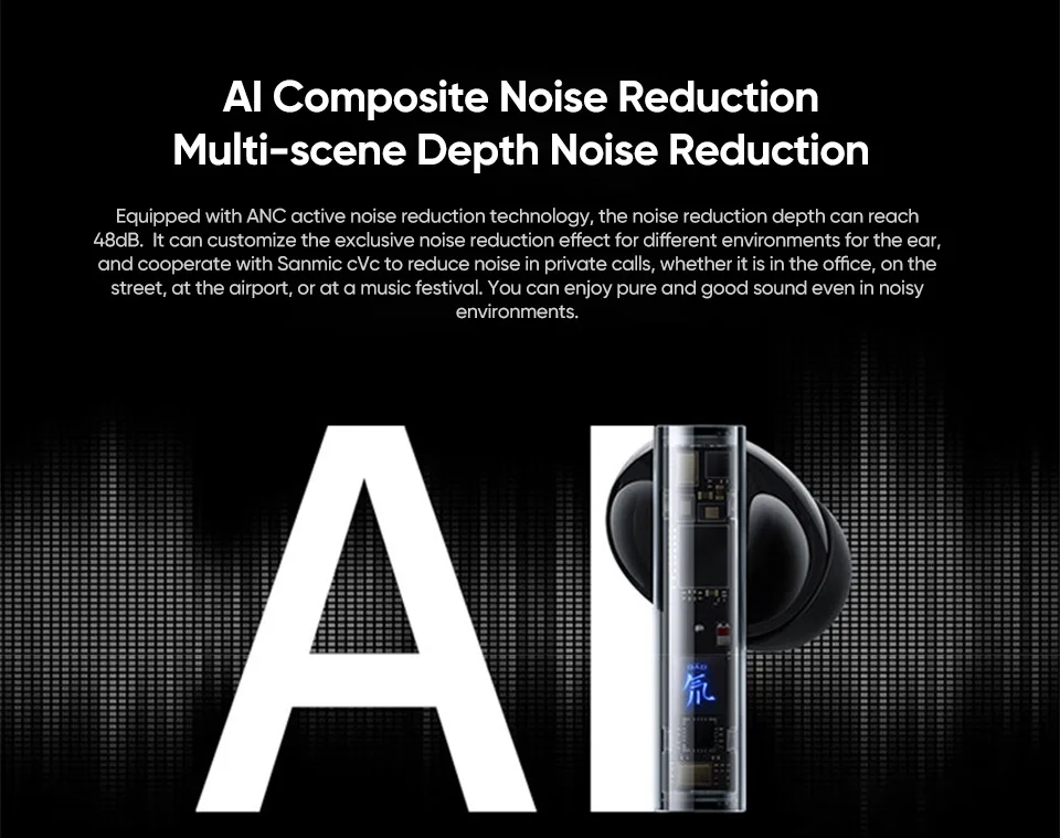 Nubia RedMagic DAO TWS 게임용 이어폰, 무선 블루투스 배터리 수명, BT 5.3, 액티브 노이즈 감소, 48dB 고품질 오디오