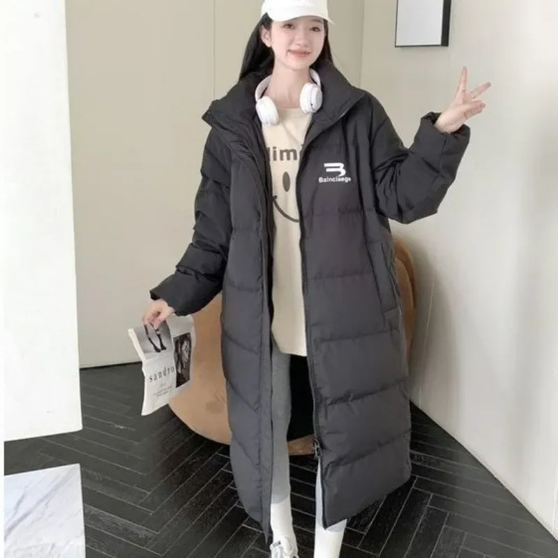 New Women Down Jacket Winter Coat Female Mid Length Version Parkas Thick Warm Outwear Leisure Time Versatile Overcoat 2024