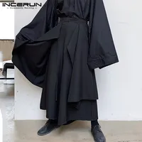 INCERUN 2023 Men Irregular Pants Solid Joggers Streetwear Elastic Waist Skirts Wide Leg Trousers Men Loose Punk Pantalon S-5XL 1