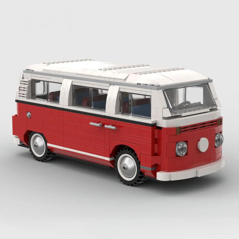 Новый автомобильный фургон MOC VW T2 Red Ver. Модифицированный из 10220 г. набор