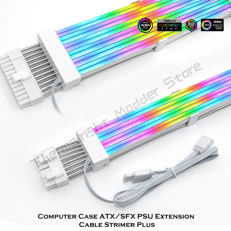 Cabo de Extensão Psu Rgb Strimer Plus Não Lian li Atx 24pin Pci-e 8pin Triplo 8pin Silicone Macio Bendable Argb Led Fluxo - Imagem 3