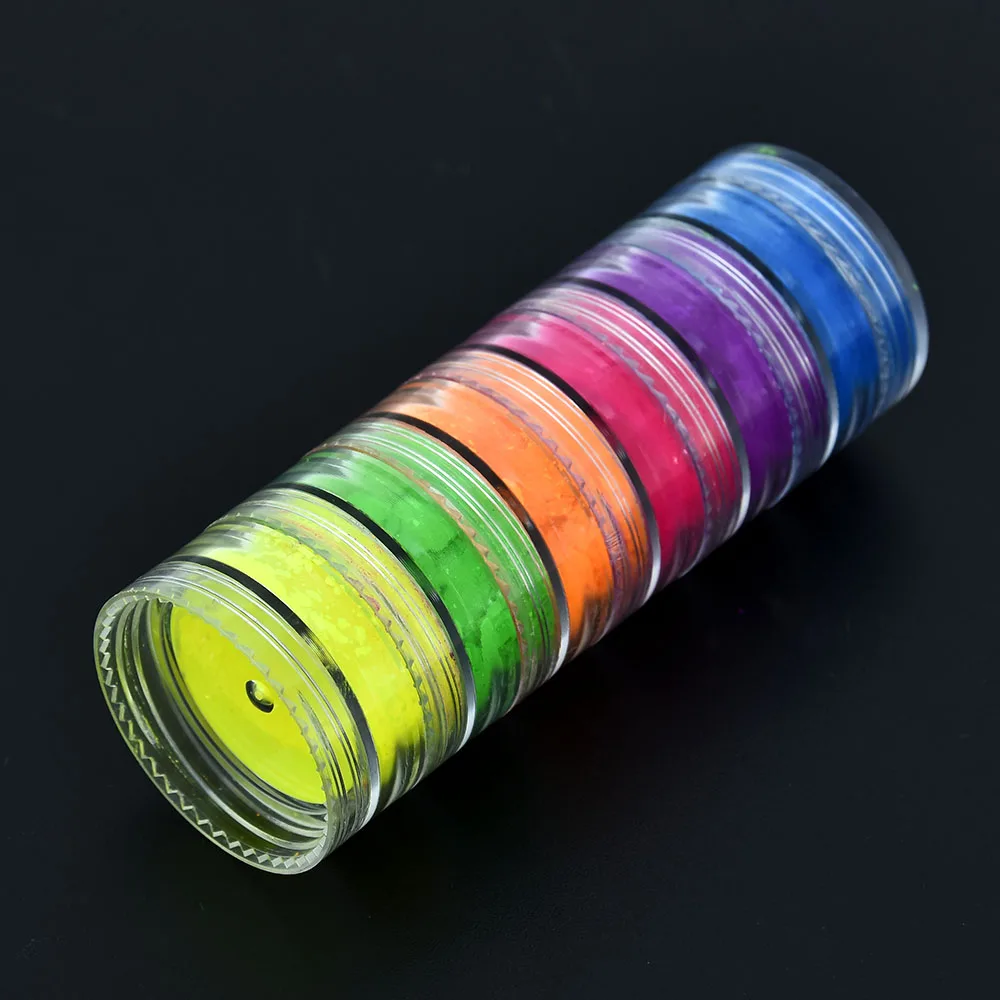 6 Colors Fluorescent Neon Powder Eyeshadow Glitter Matte Shimmer Glow In Dark Eye Shadow Matte Cosmetics Beauty Makeup for Nails