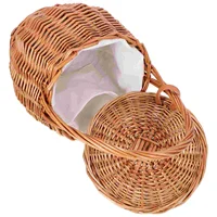 Foldable Picnic Basket Wicker Tray Decor Daily Supplies Multi-function Storage Shopping Bins with Lids 2