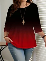 Plus Size Women's Gradient Color T-Shirt - Loose, Elegant, Casual, Comfortable, and Fashionable Top. - Image 6