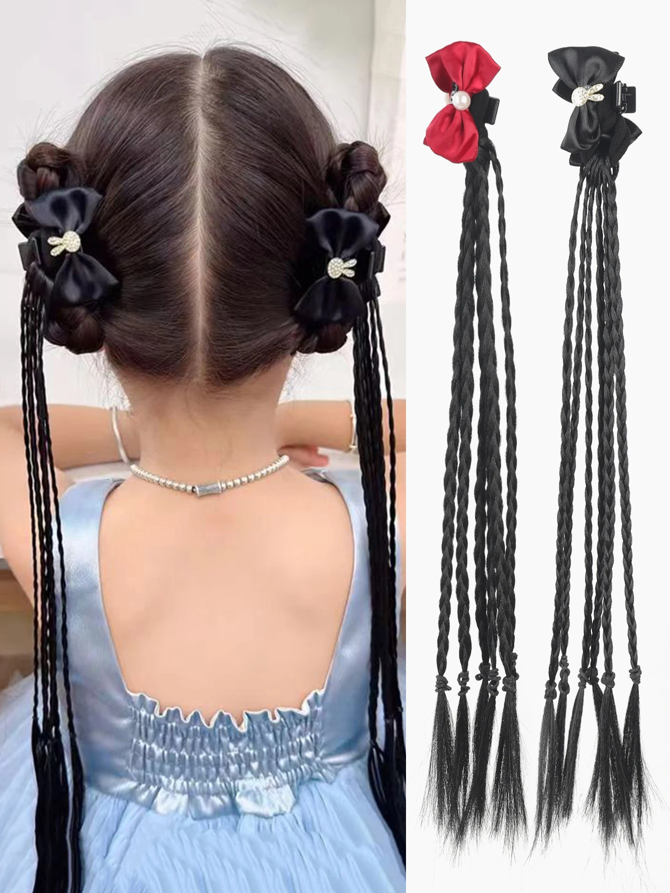 Synthetic Hair Bow Clip for Kids and Baby Girls