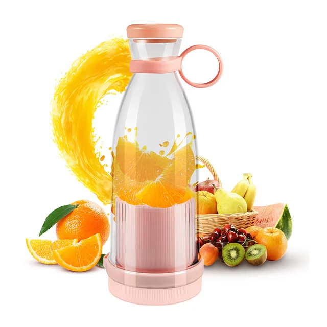 Mélangeurs rechargeables, presse-fruits frais, bleu/rose, bouteille de jus Portable Usb, Mini mélangeur électrique rapide, Machine à glaçons pour Smoothie 1