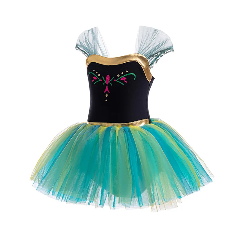 Ballet Dress Girls Dance Costumes Tutu Skirt Little Girls Sweet Princess Anna Costume Kids Ballet Practice Puffy Tulle Tutu Dress