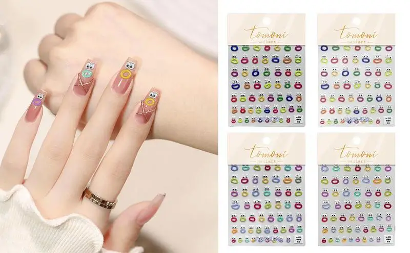 

Наклейки для ногтей, милые самоклеящиеся наклейки для ногтей с большим ртом, Мультяшные забавные наклейки с рисунком, наклейки для женщин и девушек