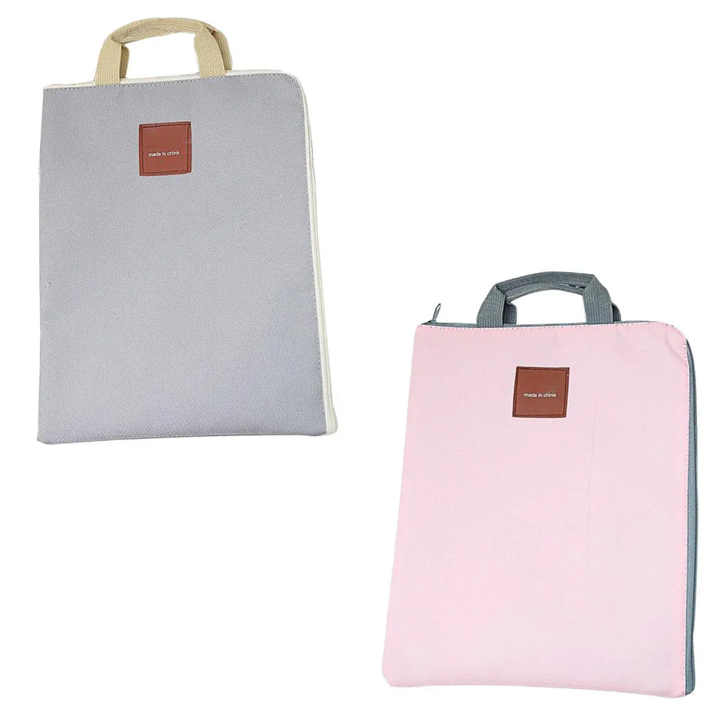 2Pcs 캔버스 파일 가방 노트북 태블릿 문서용 대용량 보관 주머니 휴대 전화 낙하 방지 내마모성 휴대용
