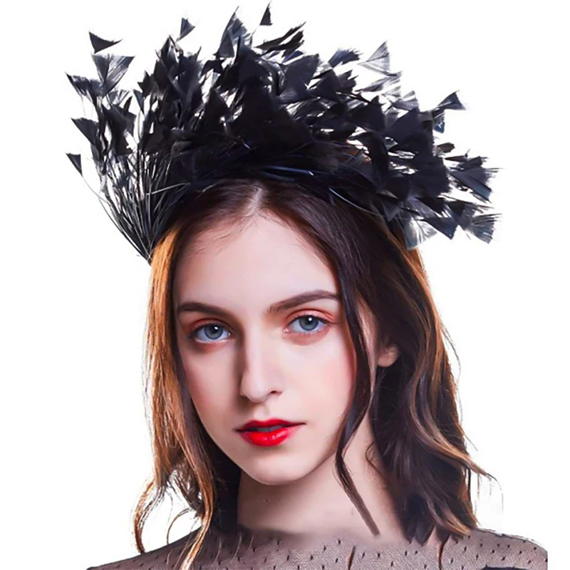 

Fashion Women Feather Hair Hoops Headband Hairband Cosplay Ball Party Stage Performance Masquerade Swan Hair Accessories