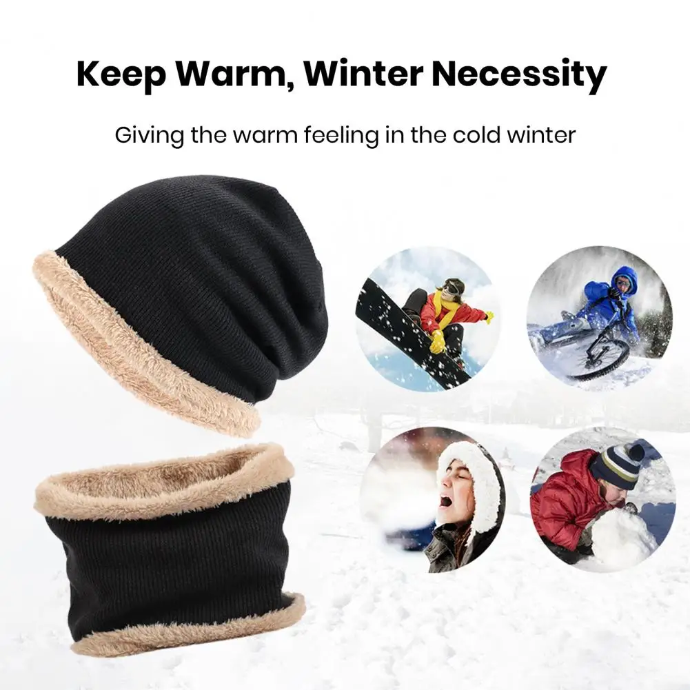 

Cozy Winter Hat Scarf Combo Warm Plush Hat Scarf Set with Windproof Neck Protection Cozy Baggy Faux Fur Dome for Cycling Outdoor